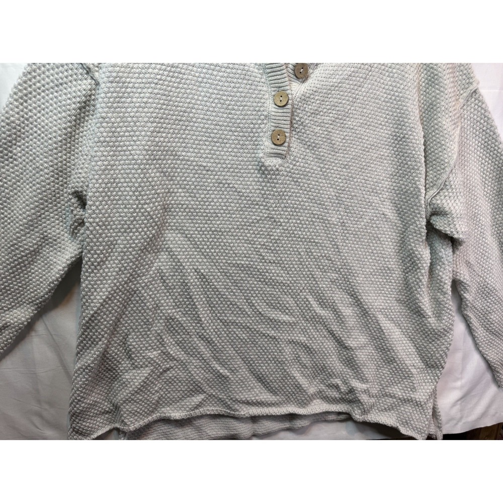 Free People FP Beach Hailee Set Waffle Knit Henley & Wide Leg Light Grey Medium - Picture 6 of 10